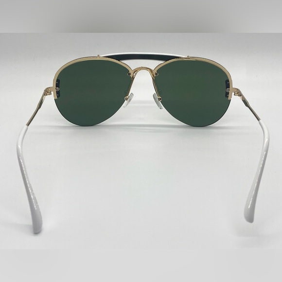 White/Gold Metal Frame Dark Lens Sunglasses Outdoor Coastal Beach Classic Boho - Picture 3 of 15